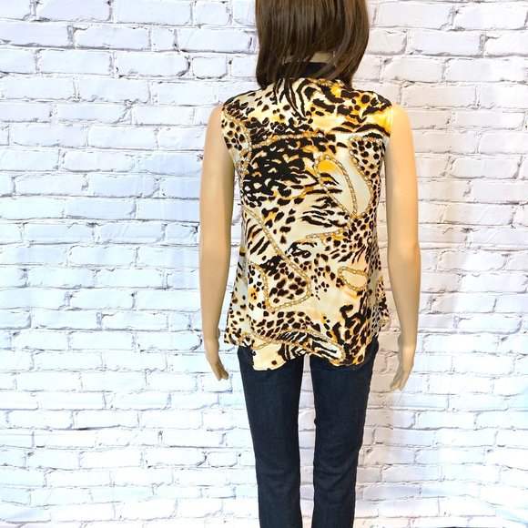 REBECCA MINKOFF! 100% silk sleeveless animal print with bow tie - Picture 11 of 14